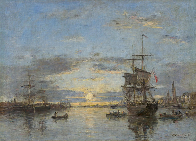 Le Havre: de voorhaven bij zonsondergang - Eugène Boudin
