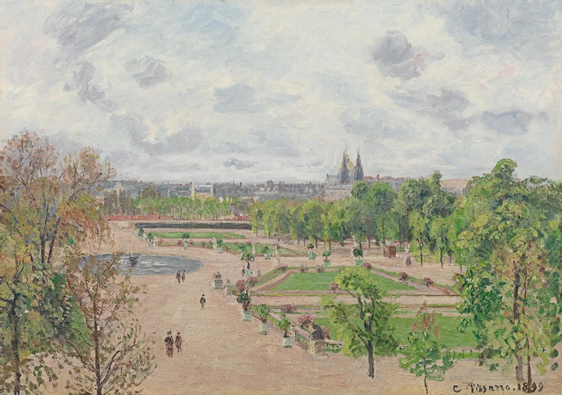 De Tuilerieën, lente-ochtend, grijze lucht - Camille Pissarro