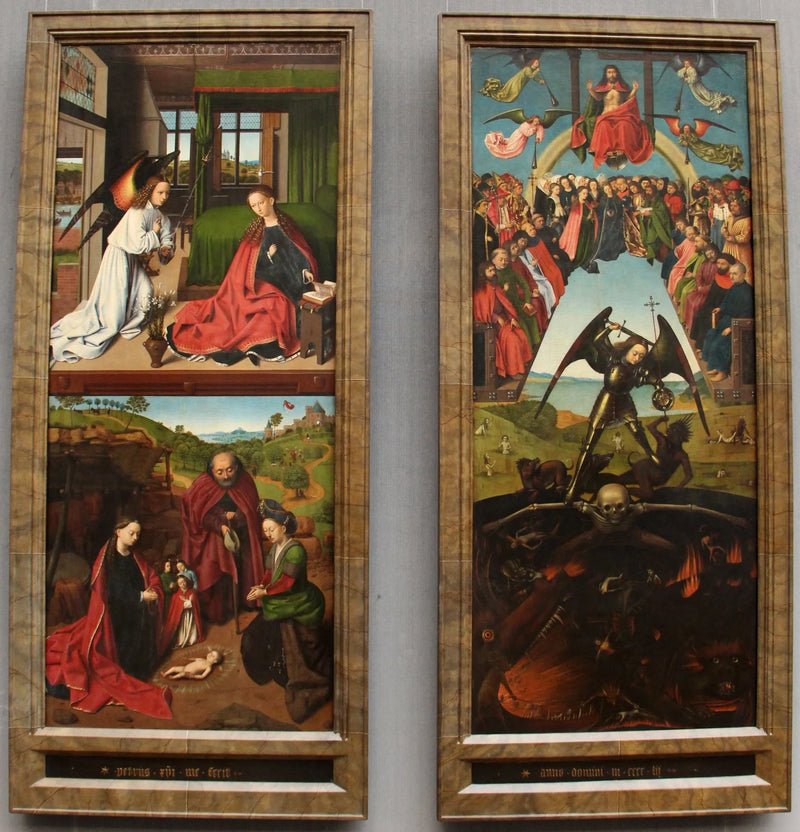 Het Laatste Oordeel, de Aankondiging en de Geboorte van Christus door Petrus Christus - Petrus Christus