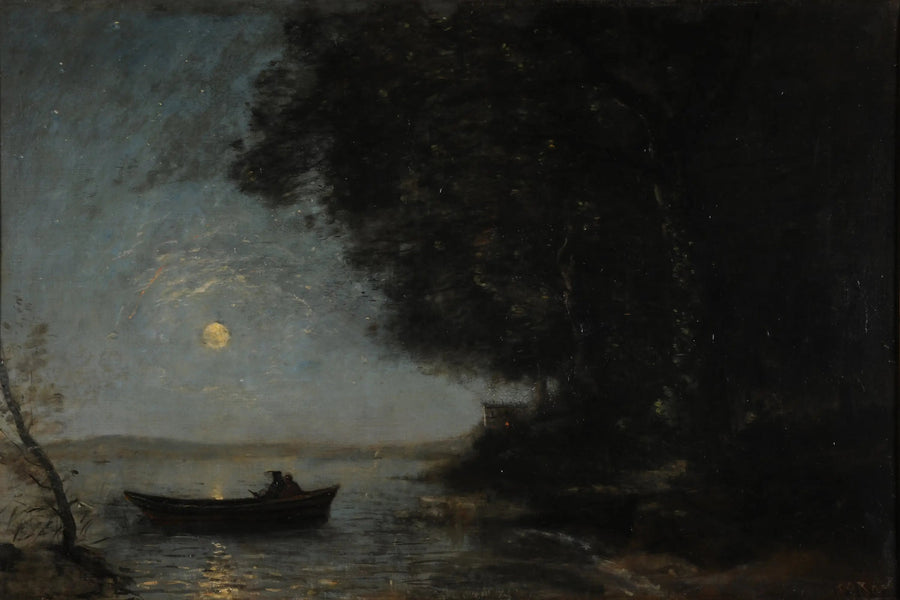 Het meer, nachtelijk effect - Jean-Baptiste Camille Corot