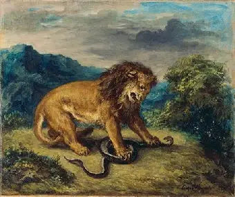 De leeuw en de slang - Eugène Delacroix