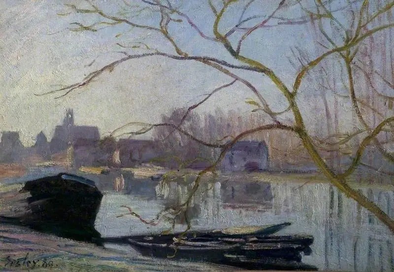 De Loing, witte vorst - Alfred Sisley