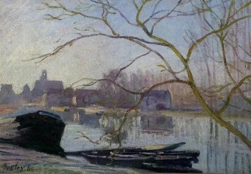 De Loing, witte vorst - Alfred Sisley