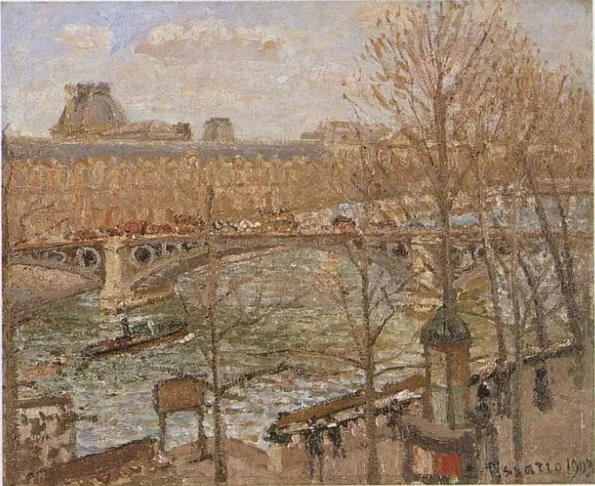 De Louvre en de Carrouselbrug, zon - Camille Pissarro