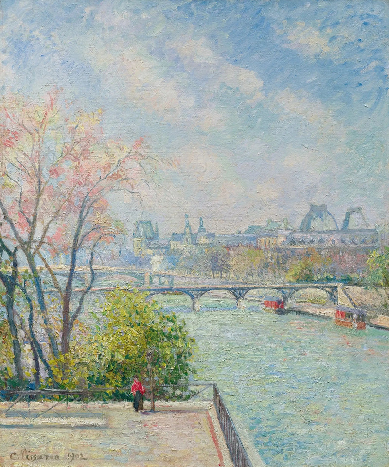 De Louvre, ochtend, lente - Camille Pissarro