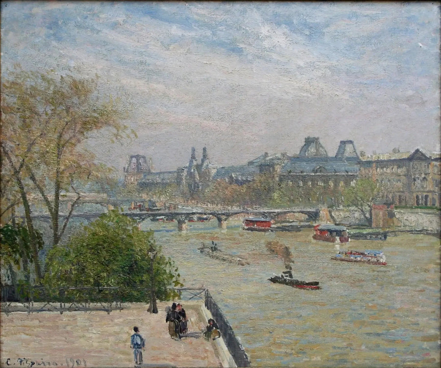 De Louvre, lente, ochtend, zon - Camille Pissarro