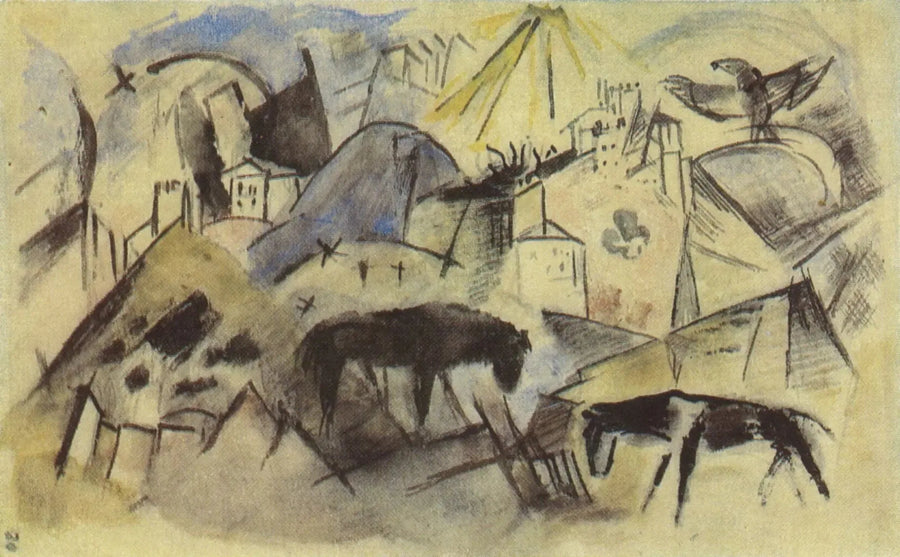 Het ongelukkige land Tirol (schets) - Franz Marc