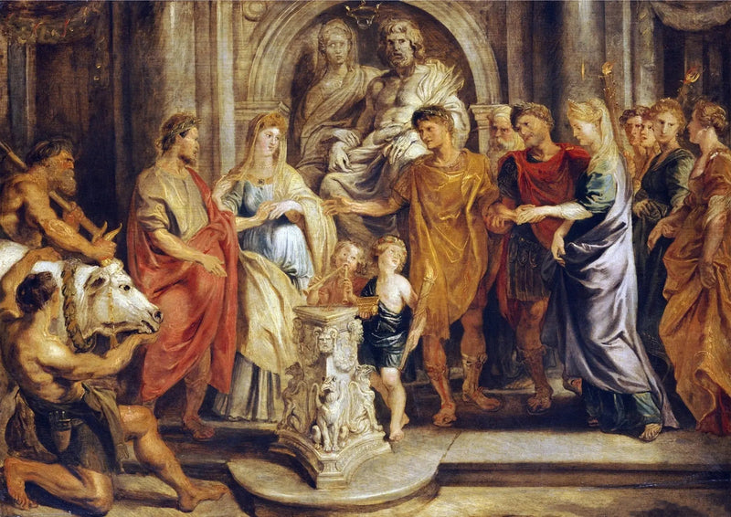Het huwelijk van Constantijn en Fausta en van Constantia en Licinius - Peter Paul Rubens