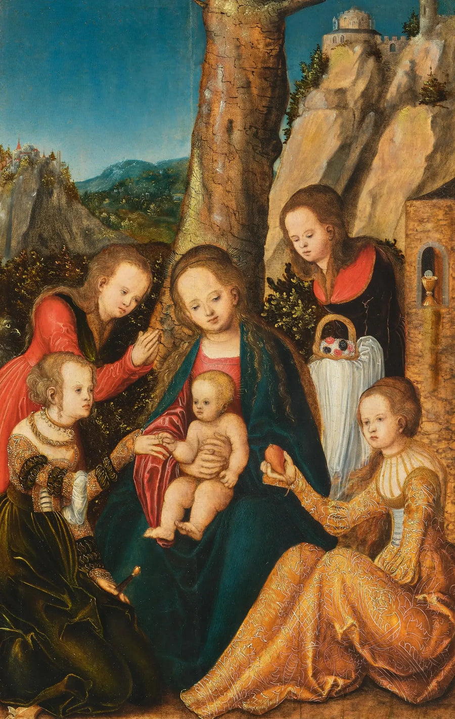 Het huwelijk van Sint Catharina met heiligen - Lucas Cranach de Oudere