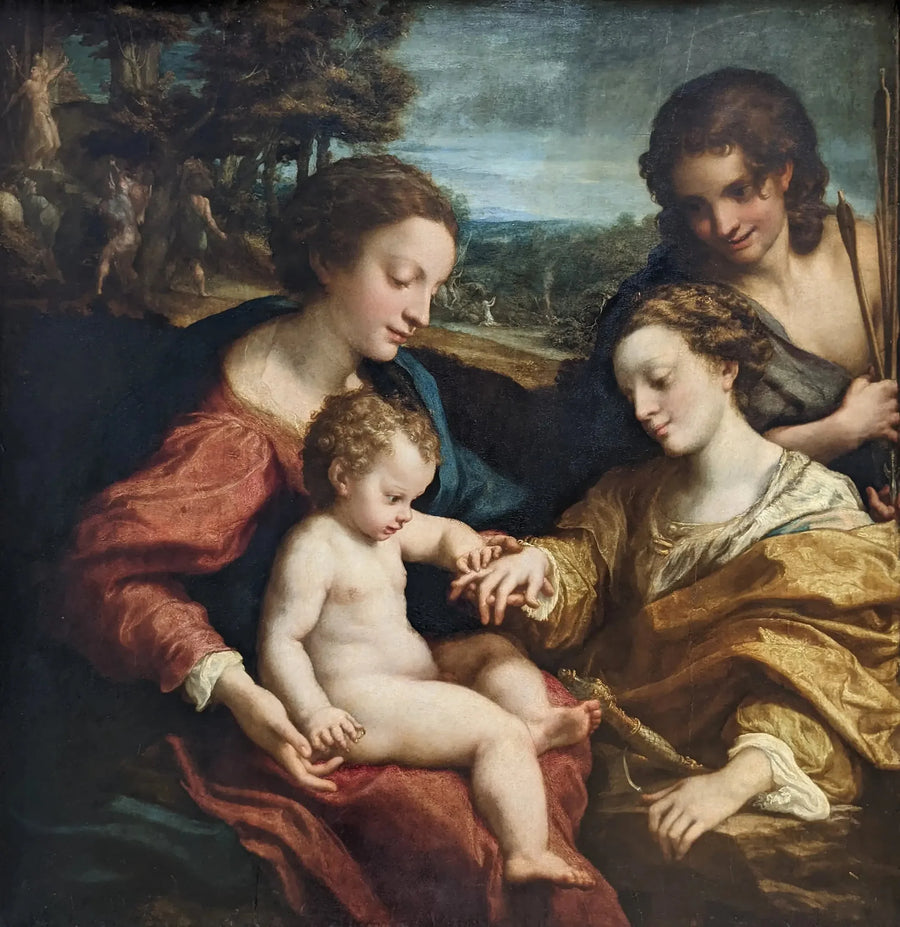 Het Mystieke Huwelijk van Sint-Catharina van Alexandrië in aanwezigheid van Sint-Sebastiaan - Antonio da Correggio
