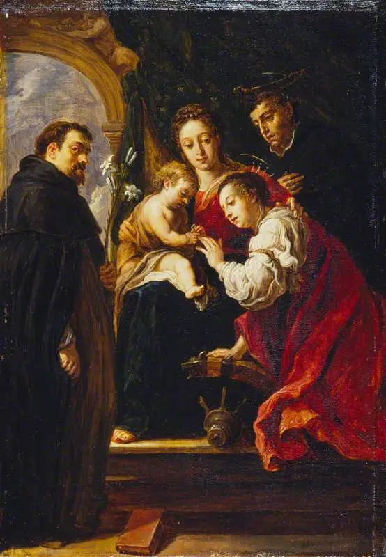 De mystieke bruiloft van Sint-Catharina - David Teniers de Jonge

Source:
Le mariage mystique de sainte Catherine - David Teniers le Jeune