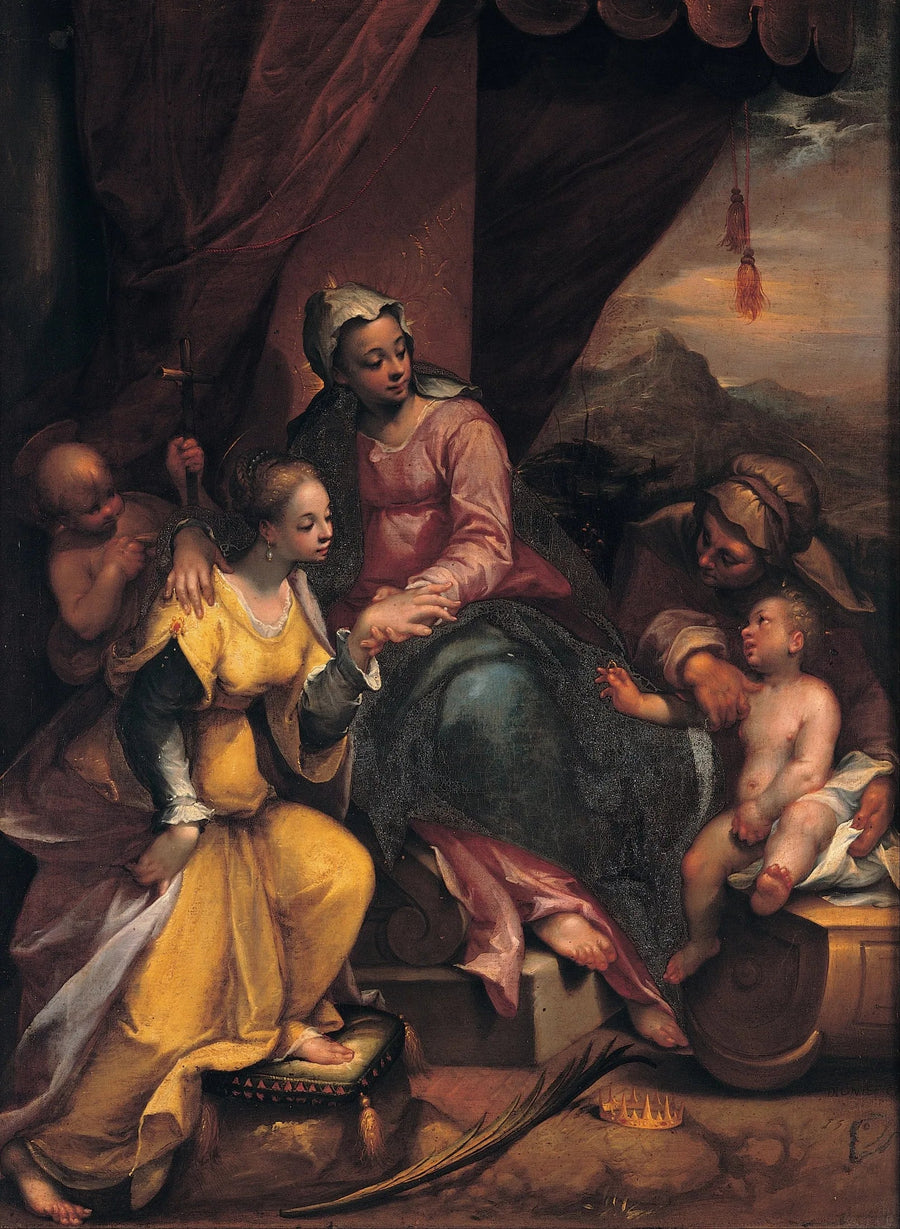 De mystieke bruiloft van Sint-Catharina - Denis Calvaert