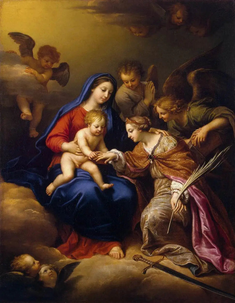 Het Mystieke Huwelijk van Sint-Catharina (Hermitage Museum) - Pierre Mignard