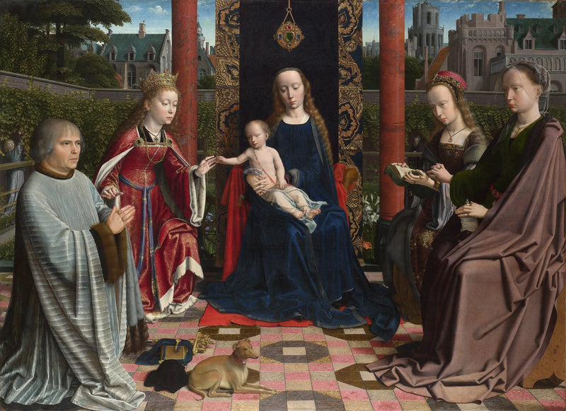 De mystieke huwelijksceremonie van Sint Catharina, door Gérard David - Gérard David