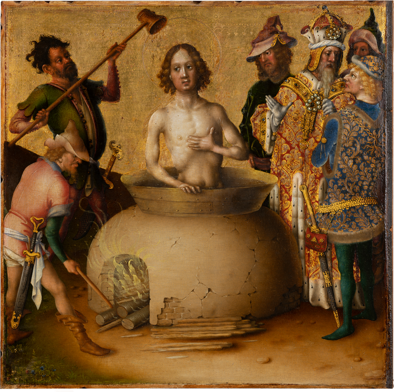 De martelaarschap van de apostelen: het martelaarschap van Sint Johannes de Evangelist - Stefan Lochner