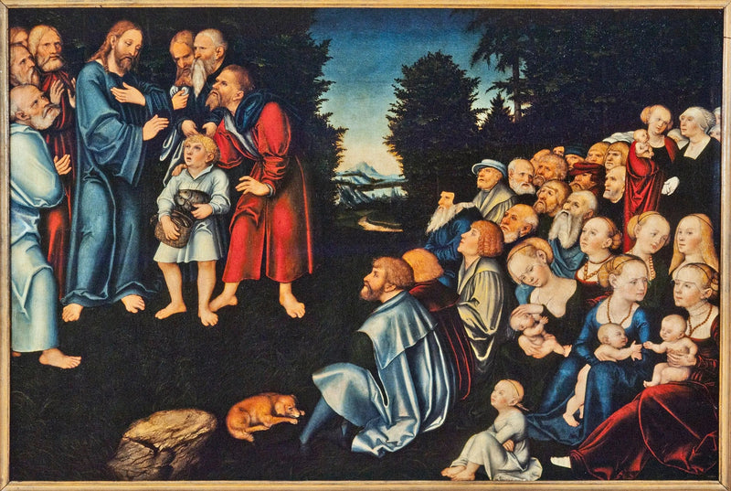 Het wonder van de vijf broden en twee vissen - Lucas Cranach de Oudere
