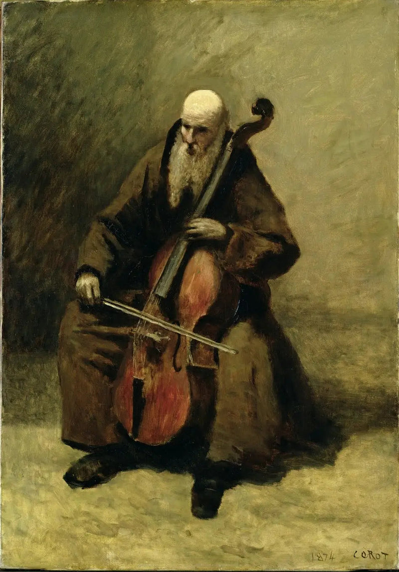 De monnik met cello - Jean-Baptiste Camille Corot