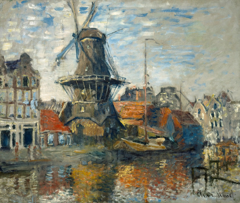 De windmolen op de gracht Onbekende, Amsterdam - Claude Monet