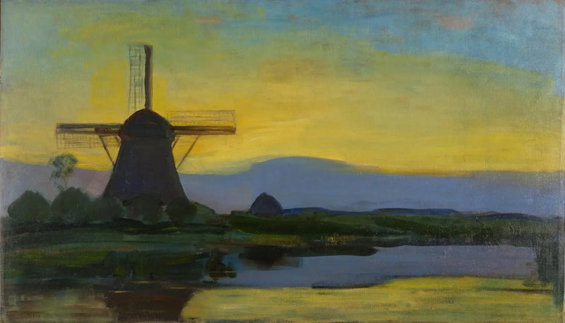 De Oostzijdse molen 's nachts - Piet Mondrian