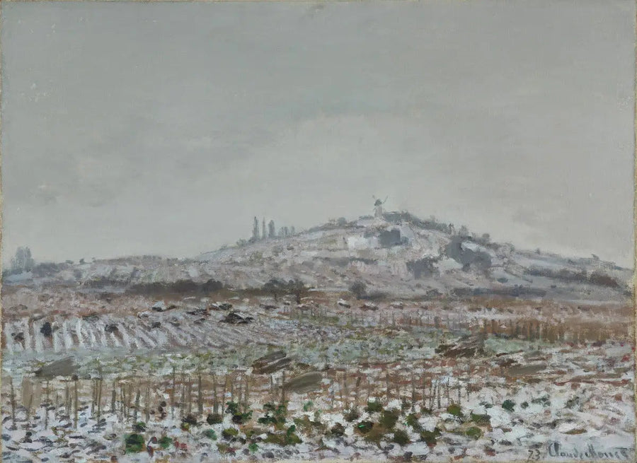 De molen van Orgemont, sneeuw - Claude Monet