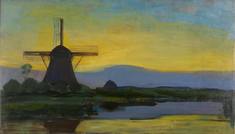 De Oostzijdse molen 's nachts - Piet Mondrian