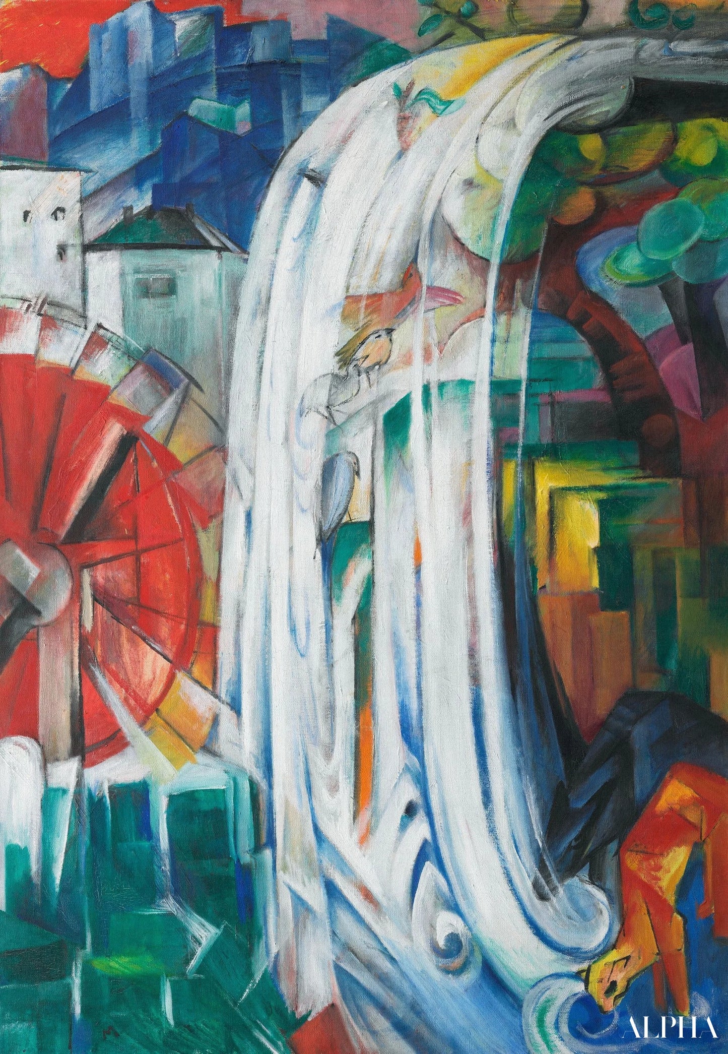 De betoverde molen - Franz Marc - Reproducties van schilderijen en hoogwaardige schilderijen