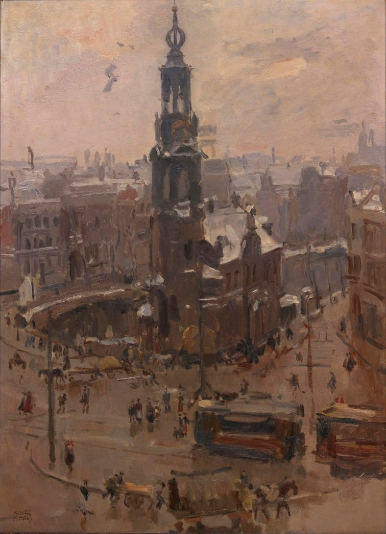 De munt in Amsterdam in de winter - Isaac Israëls