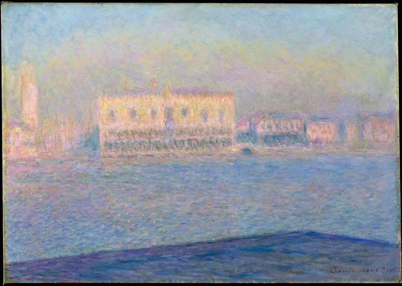 Het dogepaleis gezien vanaf San Giorgio Maggiore - Claude Monet