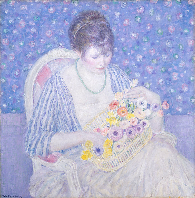 De bloemenmand - Frederick Carl Frieseke
