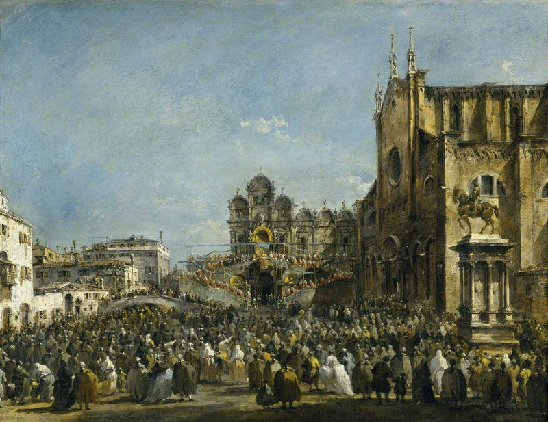 De paus Pius VI zegent het volk van Venetië in 1782 - Francesco Guardi