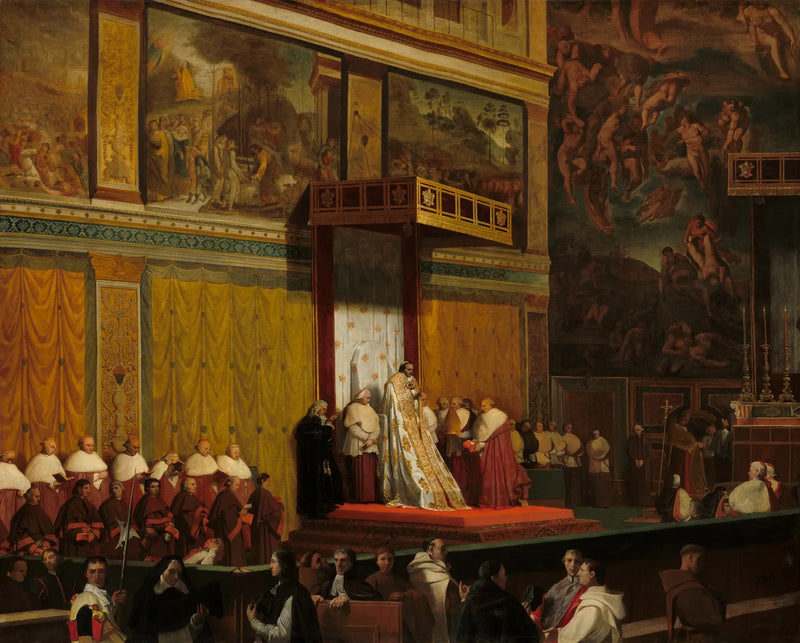 Paus Pius VII in de Sixtijnse Kapel - Jean-Auguste-Dominique Ingres
