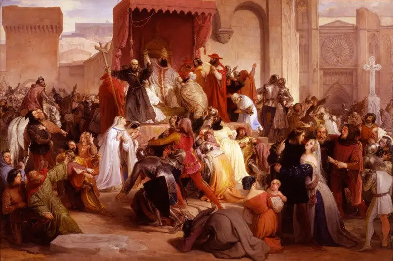 De paus Urbanus II predikt de eerste kruistocht op het plein van Clermont - Francesco Hayez

Source:
Le pape Urbain II prêchant la première croisade sur la place de Clermont - Francesco Hayez