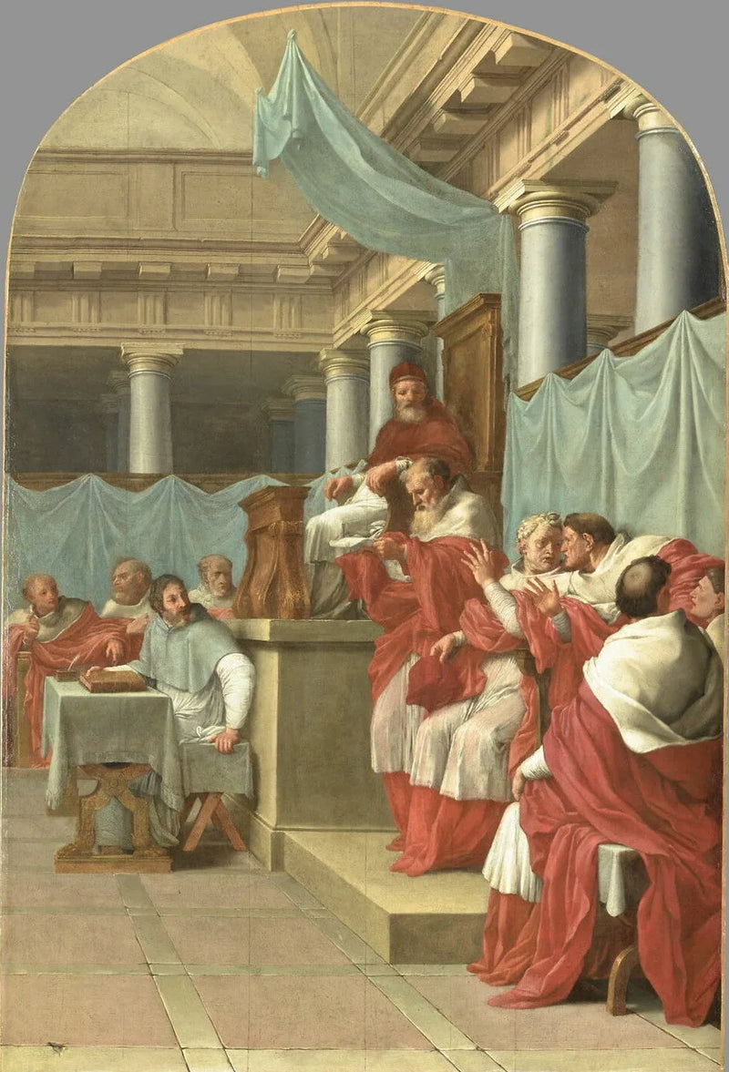 De paus Victor III bevestigt de instelling van de Kartuis - Eustache Le Sueur