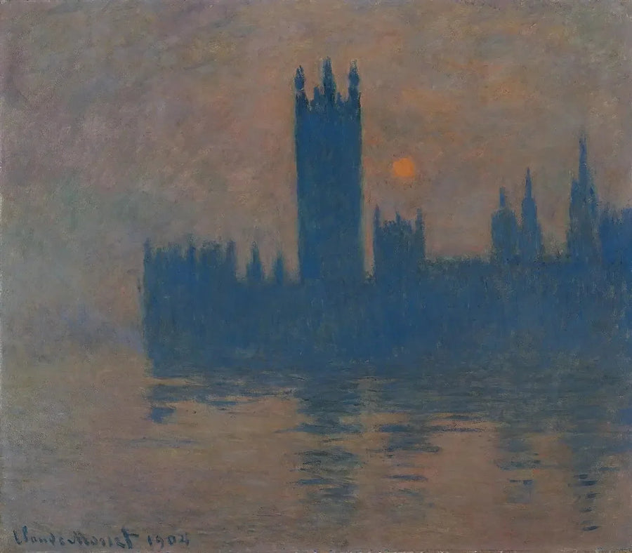 Het Parlement, zonsondergang - Claude Monet
