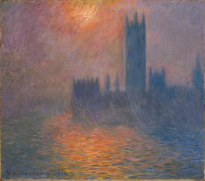 Het Parlement, zonsondergang - Claude Monet