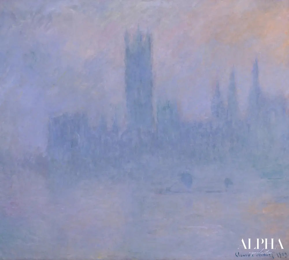 Le Parlement dans le Brouillard (W 1601) - Claude Monet - Reproductions de tableaux et peintures haut de gamme