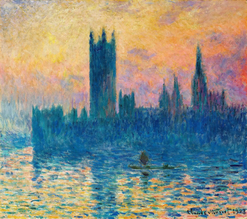 Het Parlement van Londen, ondergaande zon - Claude Monet