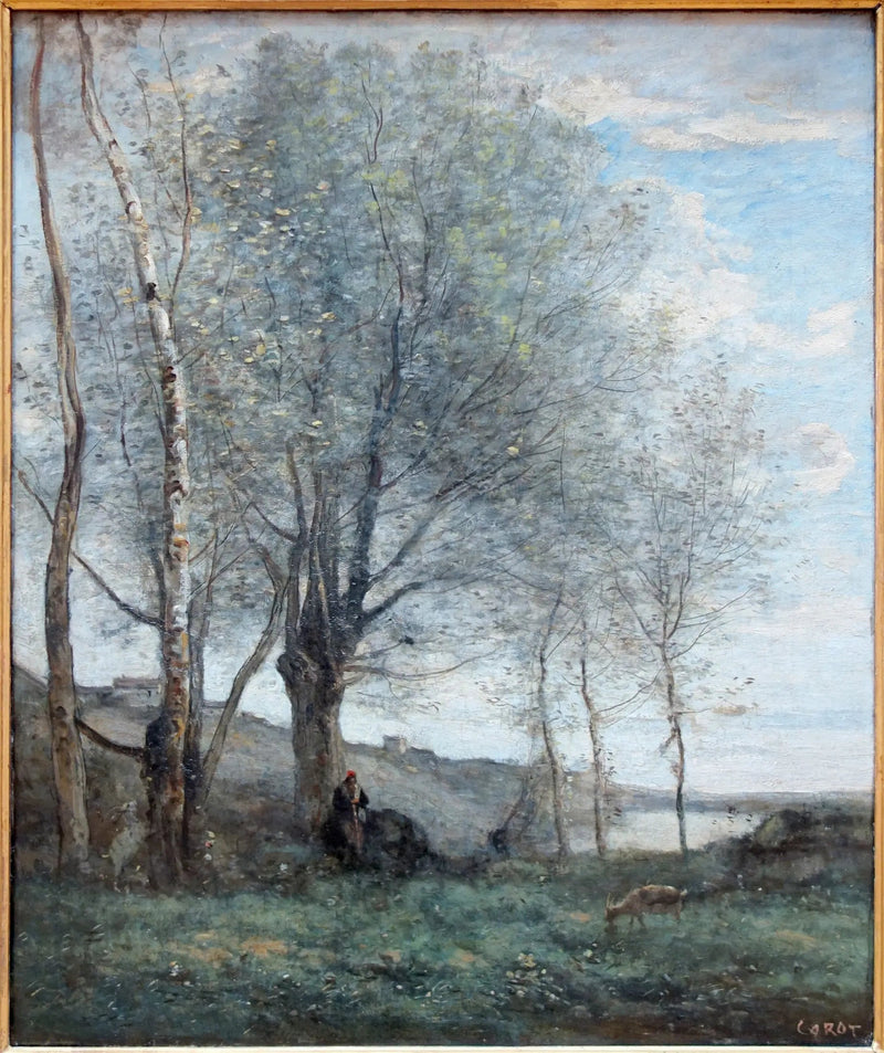 De herder met twee geiten - Jean-Baptiste Camille Corot