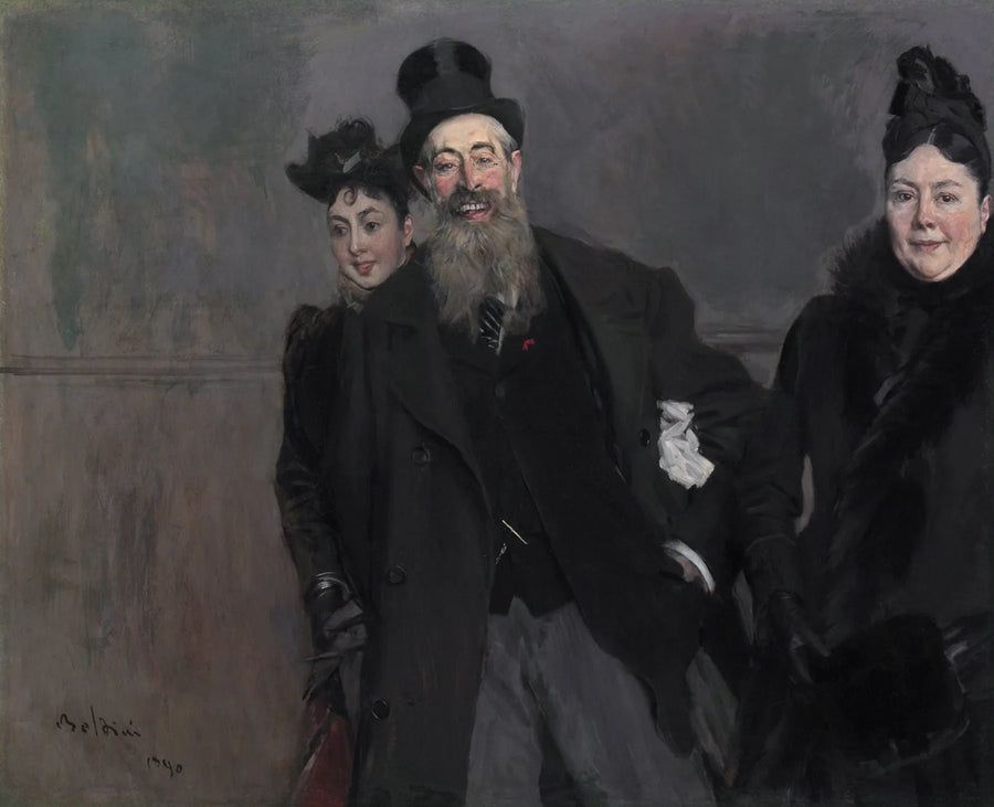 De schilder John Lewis Brown met zijn vrouw en dochter - Giovanni Boldini
