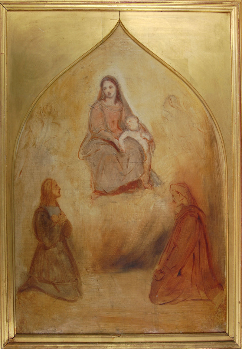 De schilder Rafaël en de dichter Dante in aanbidding voor de Heilige Maagd en het Kind - Ary Scheffer