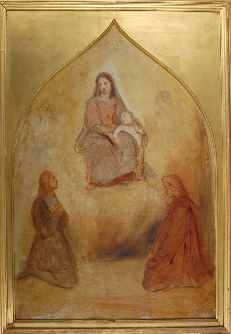 De schilder Rafaël en de dichter Dante in aanbidding voor de Heilige Maagd en het Kind - Ary Scheffer