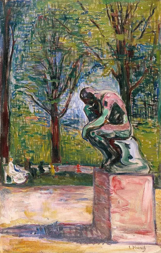 « De Denker » van Rodin in de tuin van Dr. Linde - Edvard Munch