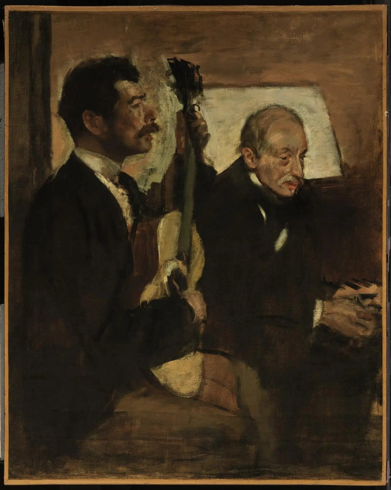 De vader van Degas die naar Lorenzo Pagans luistert terwijl hij gitaar speelt - Edgar Degas