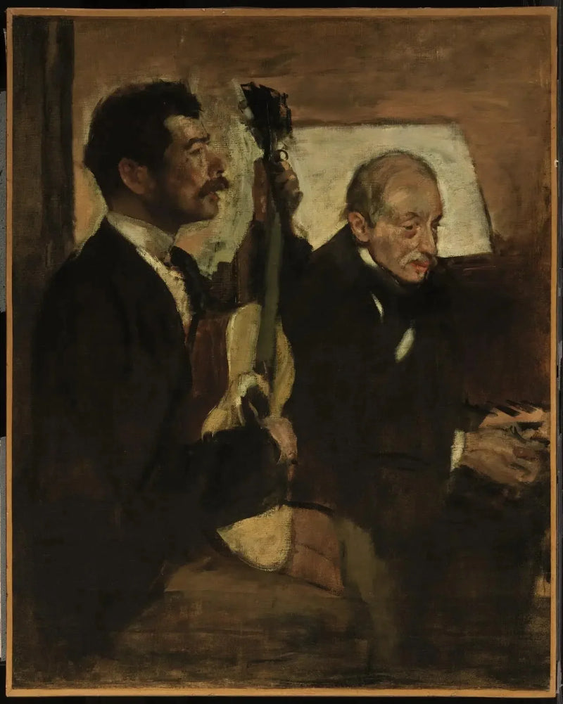 De vader van Degas die naar Lorenzo Pagans luistert terwijl hij gitaar speelt - Edgar Degas