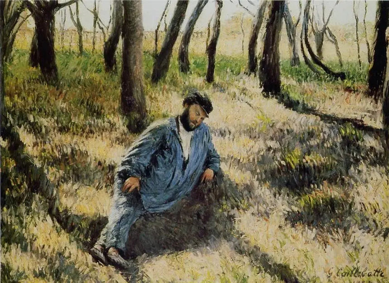 De vader Magloire uitgestrekt in een bos - Gustave Caillebotte