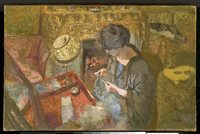Le Petit Salon : Mme Hessel aan haar naaitafel - Édouard Vuillard