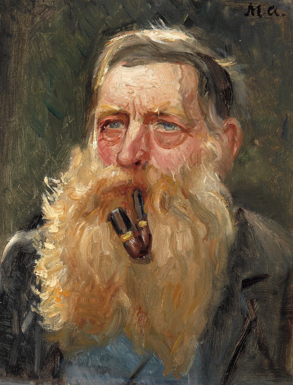 Le plongeur, M. Nielsen, fume la pipe. - Michael Peter Ancher image 1 tableau peint à l’huile sur toile