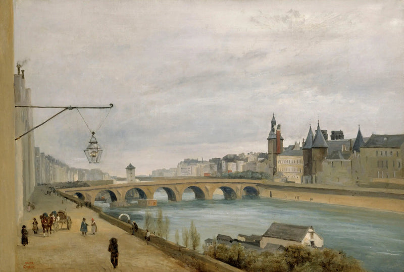De Brug bij de Verandering, gezien vanaf de Gesvres-kade (1830) - Jean-Baptiste Camille Corot
