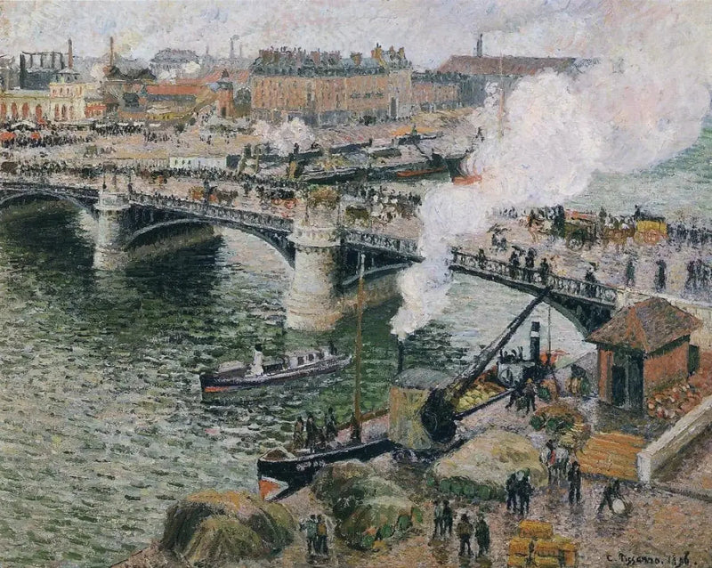 De Boieldieubrug in Rouen - Camille Pissarro