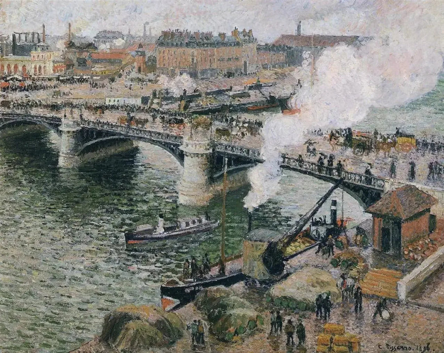 De Boieldieubrug in Rouen - Camille Pissarro